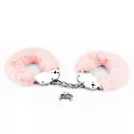 LOVETOY bilincs Fetish Pleasure Fluffy Hand Cuffs Pink - fém, rózsaszín plüss borítással