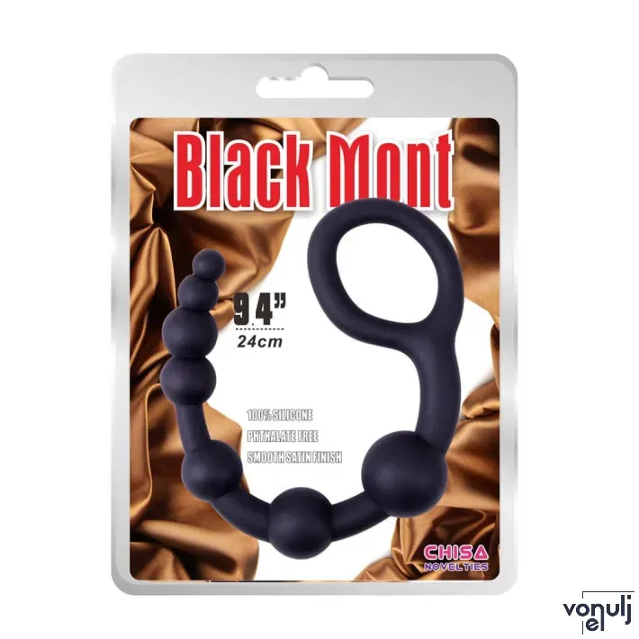 CHISA NOVELTIES anál gyöngysor Power Boyfriend Beads - fekete színben, vibráció nélküli, rugalmas, vízálló, (24 cm)