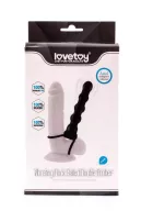 LOVETOY felcsatolható anál vibrátor Vibrating Fantasy Double Prober - fekete színben, heregyűrűvel rögzíthető, elemes, 16 cm