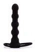 LOVETOY felcsatolható anál vibrátor Vibrating Fantasy Double Prober - fekete színben, heregyűrűvel rögzíthető, elemes, 16 cm