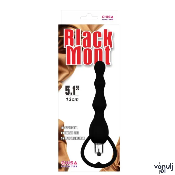 CHISA NOVELTIES análbot Tail Power Beads - fekete színben, vibrátoros, elemes, 18 cm