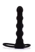 LOVETOY felcsatolható anál vibrátor Vibrating Fantasy Double Prober - fekete színben, heregyűrűvel rögzíthető, elemes, 16 cm