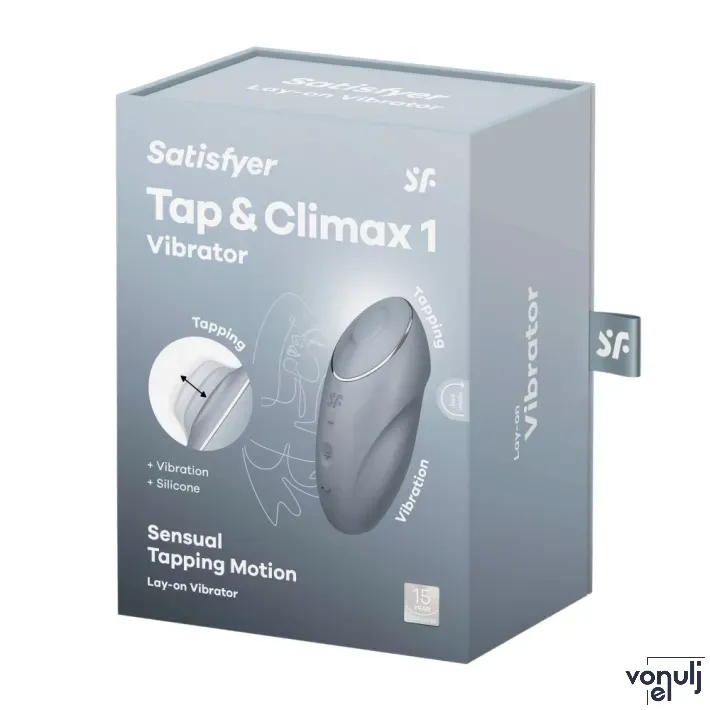 Rezgő csiklóizgató Satisfyer Tap & Climax 1 grey - akkumulátoros,vízálló