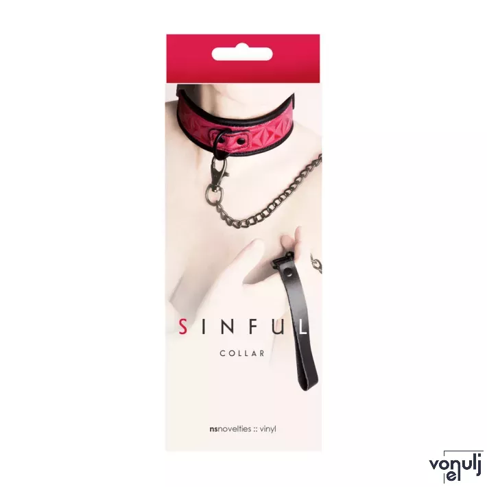 NS NOVELTIES nyakpánt és póráz Sinful Collar Pink - rózsaszín színben, fetish játék kelléke