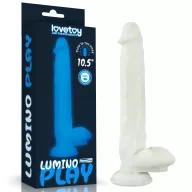 LOVETOY élethű dildó 10,5" LUMINO PLAY - extra nagy méretű, herékkel, rugalmas, letapasztható, sötétben világít, szilikon (26,9 cm)