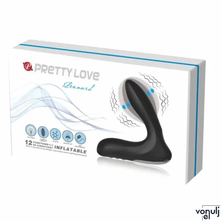 PRETTY LOVE prosztata izgató Leonard - fekete színben, vízálló, akkumulátoros