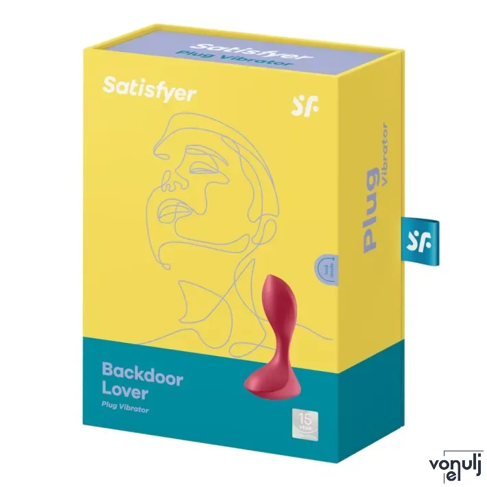 SATISFYER fenékdugó Backdoor Lover Red - piros színben, vibrátoros, vízálló, akkumulátoros
