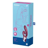 SATISFYER csiklóizgatós vibrátor Love Me Red - bordó színben, két motoros, vízálló, akkumulátoros