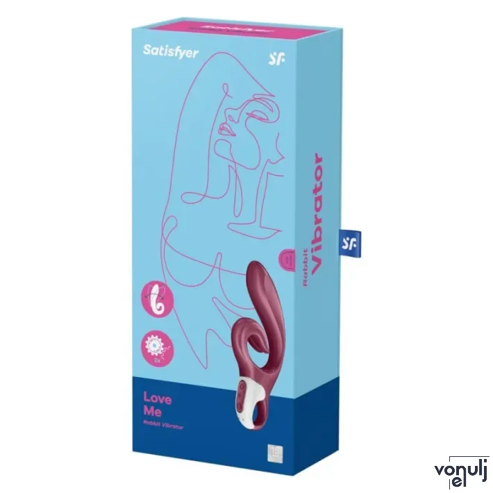 SATISFYER csiklóizgatós vibrátor Love Me Red - bordó színben, két motoros, vízálló, akkumulátoros