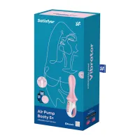 SATISFYER anál vibrátor Air Pump Booty 5+ Pink - rózsaszín színben, felfújható szárral, okos, akkumulátoros, ingyenes applikációval