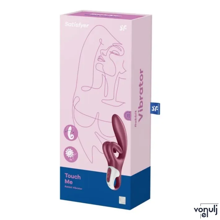 SATISFYER csiklóizgatós vibrátor Touch Me Red - bordó színben, három motoros, vízálló, akkumulátoros