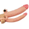 LOVETOY péniszköpeny Add 3" Vibrating Double Penis Sleeve - realisztikus, testszínű, kétágú, vibrációs funkcióval, vízálló, elemes, (21 cm)
