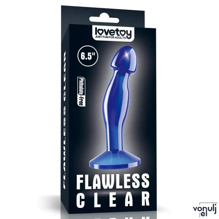 LOVETOY prosztata izgató 6.5'' Flawless Clear Prostate Plug Blue - kék színben, prosztata ingerlésére, letapasztható, vízálló, 16,5 cm