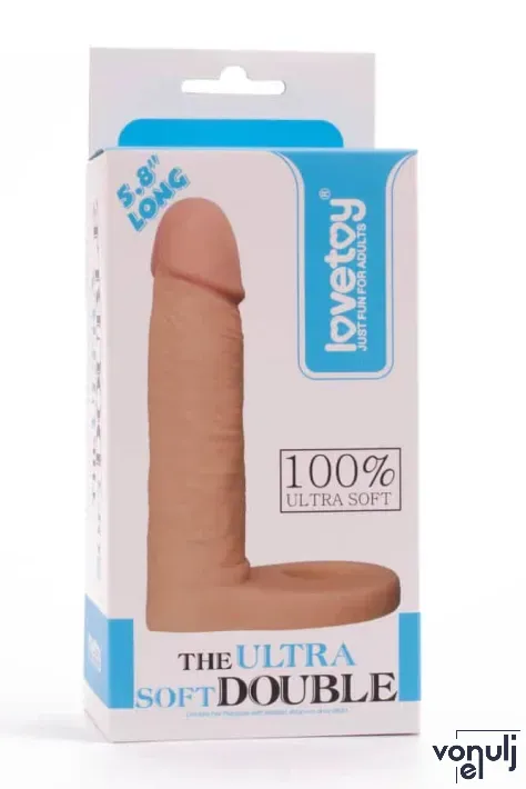 LOVETOY anál dildó 5.8" The Ultra Soft Double 1 - realisztikus, testszínű, herepánttal rögzíthető, vízálló, TPE, 15,8 cm