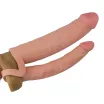 LOVETOY péniszköpeny Add 2" Double Penis Sleeve - realisztikus, testszínű, kétágú, vízálló, (20 cm)