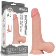 LOVETOY élethű dildó 8,5" SLIDING SKIN - közepes méretű, vastag, teljes méretű herékkel, kétrétegű, letapasztható, csúsztatható bőrű, TPE (22 cm)