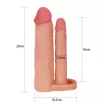 LOVETOY péniszköpeny Add 2" Double Penis Sleeve - realisztikus, testszínű, kétágú, vízálló, (20 cm)