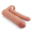 LOVETOY péniszköpeny Add 2" Double Penis Sleeve - realisztikus, testszínű, kétágú, vízálló, (20 cm)