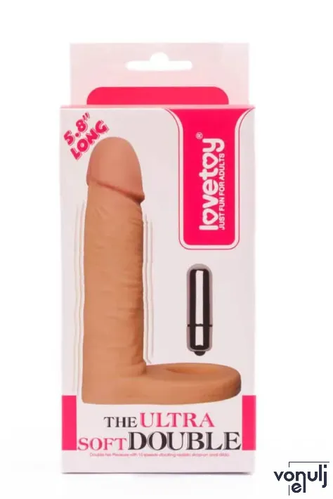 LOVETOY anál vibrátor The Ultra Soft Double-Vibrating 1 - realisztikus, testszínű, herepánttal rögzíthető, elemes, 14,7 cm