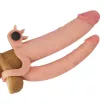 LOVETOY péniszköpeny Add 1" Vibrating Double Penis Sleeve - realisztikus, testszínű, kétágú, vibrációs funkcióval, vízálló, elemes (18 cm)