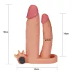 LOVETOY péniszköpeny Add 1" Vibrating Double Penis Sleeve - realisztikus, testszínű, kétágú, vibrációs funkcióval, vízálló, elemes (18 cm)