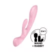 SATISFYER csiklóizgatós vibrátor Triple Oh Pink - rózsaszín színben, masszírozós, három motoros, vízálló, akkumulátoros