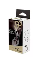 GUILTY PLEASURE mellbimbó csipesz Block Busters Nipple Clamps - fém, ezüst színben, láncos, csavarral állítható