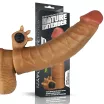 LOVETOY péniszköpeny Add 1,5" Vibrating Silicone Extender Brown - realisztikus, barna testszínű, vibrációs funkcióval, vízálló, elemes (17,8 cm)