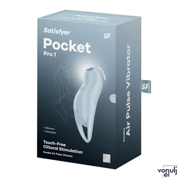 Léghullámos csiklóizgató Satisfyer Pocket Pro 1 blue - vízálló, akkumulátoros