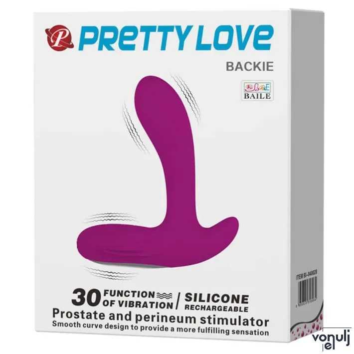 PRETTY LOVE prosztata vibrátor Backie Purple -  lila színben, vízálló, akkumulátoros