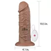 LOVETOY élethű vibrátor 10.5'' Realistic Chubby Vibrating Dildo Brown - vízálló, távirányítóval, tapadókoronggal, elemes, PVC ( 27cm)