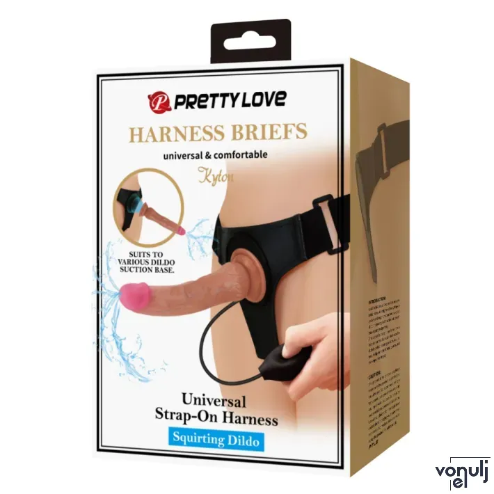 Strapon dildó hámmal Pretty love Kyton - 21,5 cm dildóval