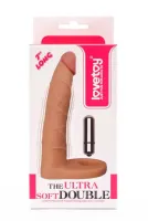 LOVETOY anál vibrátor The Ultra Soft Double-Vibrating 3 - realisztikus, testszínű, herepánttal rögzíthető, elemes, 17,8 cm