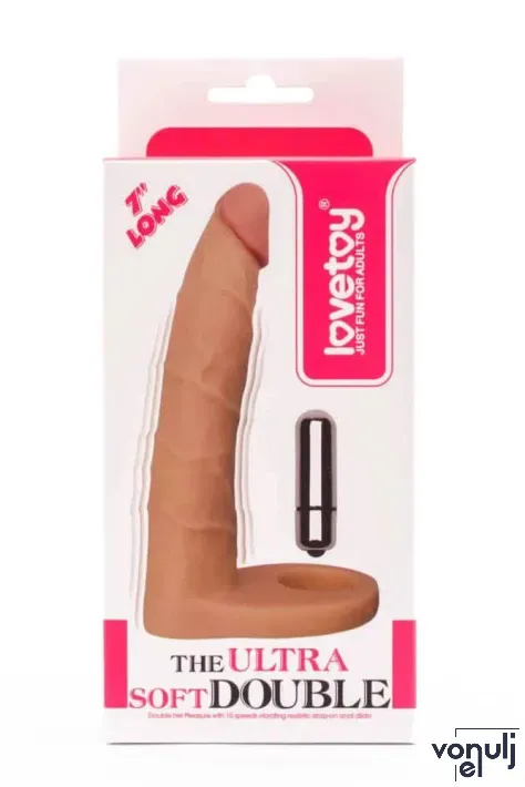 LOVETOY anál vibrátor The Ultra Soft Double-Vibrating 3 - realisztikus, testszínű, herepánttal rögzíthető, elemes, 17,8 cm