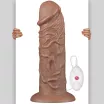 LOVETOY élethű vibrátor 10.5'' Realistic Chubby Vibrating Dildo Brown - vízálló, távirányítóval, tapadókoronggal, elemes, PVC ( 27cm)