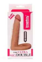 LOVETOY anál vibrátor The Ultra Soft Double-Vibrating 2 - realisztikus, testszínű, herepánttal rögzíthető, elemes, TPE,  15,8 cm