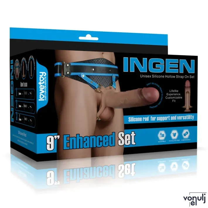 Strapon dildó hámmal Lovetoy Ingen 9" - 21,4 cm dildóval, L/XL/2XL hámmal