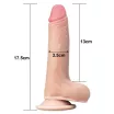 LOVETOY élethű dildó 7" SLIDING SKIN - közepes méretű, herékkel, kétrétegű, letapasztható, csúsztatható bőrű , TPE(18 cm)