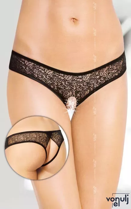 SOFTLINE szexi nyitott bugyi G-String 2446 - fekete színben, S/M méretben