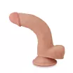 LOVETOY élethű dildó 8" SLIDING SKIN - közepes méretű, vastag, herékkel, kétrétegű, letapasztható, csúsztatható bőrű, TPE (20 cm)