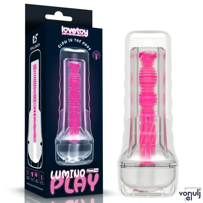 LOVETOY maszturbátor 8,5" Lumino Play Masturbator Pink Glow - rózsaszín, sötétben világító, vibráció nélküli, vízálló