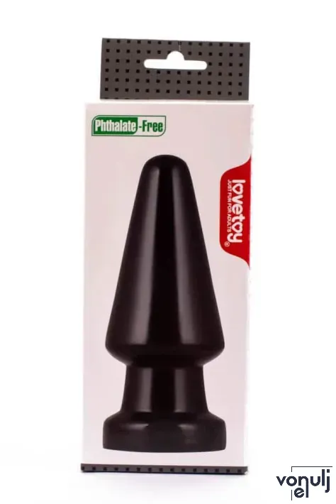LOVETOY fenékdugó King Sized Anal Shocker - fekete színben, letapasztható, PVC (19 cm)