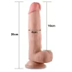 LOVETOY élethű dildó 8" SLIDING SKIN - közepes méretű, vastag, herékkel, kétrétegű, letapasztható, csúsztatható bőrű, TPE (20 cm)