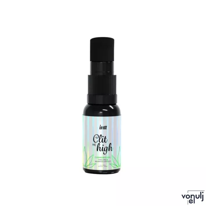 INTT stimuláló spray Clit Me High Cannabis Oil 15 ml - csiklóstimuláló, cannabis illatú, melegítő és pulzáló hatással