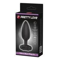 PRETTY LOVE fenékdugó Vibro Plug II - fekete színben, vibrátoros, vízálló, elemes