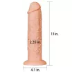 LOVETOY élethű dildó 11" LONG DILDO FLESH - nagy méretű, herék nélkül, letapasztható, PVC (28 cm)