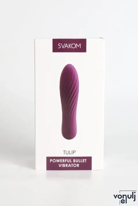 SVAKOM minivibrátor Tulip Violet - lila színben, vízálló, bordázott, stimuláló felszínnel, akkumulátoros