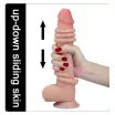 LOVETOY élethű dildó 9" SLIDING SKIN - nagy méretű, vastag, herékkel, kétrétegű, letapasztható, csúsztatható bőrű, TPE (23 cm )