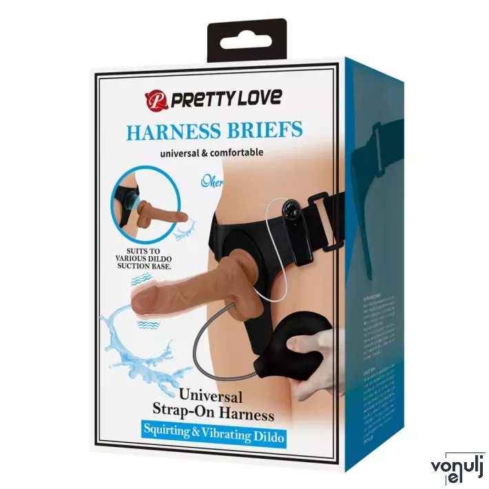 Strapon vibrátor hámmal Pretty love Oher Harness Briefs - 20 cm dildóval