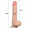 LOVETOY élethű dildó 9" SLIDING SKIN - nagy méretű, vastag, herékkel, kétrétegű, letapasztható, csúsztatható bőrű, TPE (23 cm )